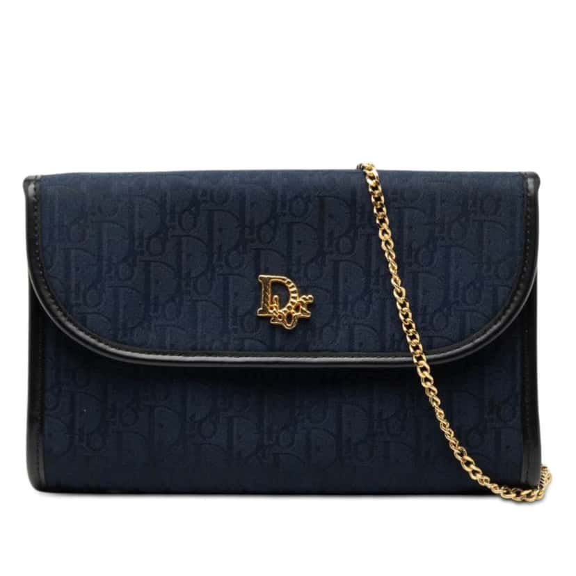 Dior Diorissimo Trotter Canvas Chain Crossbody Blue Canvas Very good condition - Front View