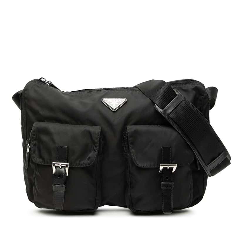 Prada Tessuto Zip Top Crossbody Black Very good condition - Front View