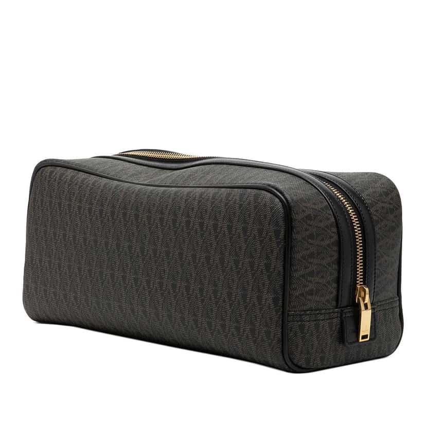 Saint Laurent Monogram Coated Canvas Cosmetic Pouch Brown Canvas Very good condition - Back View