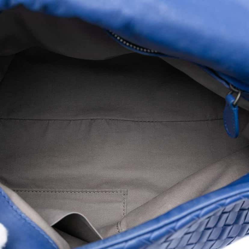 Bottega Veneta Nappa Intrecciato Flap Shoulder Bag Blue Leather Very good condition - Model View