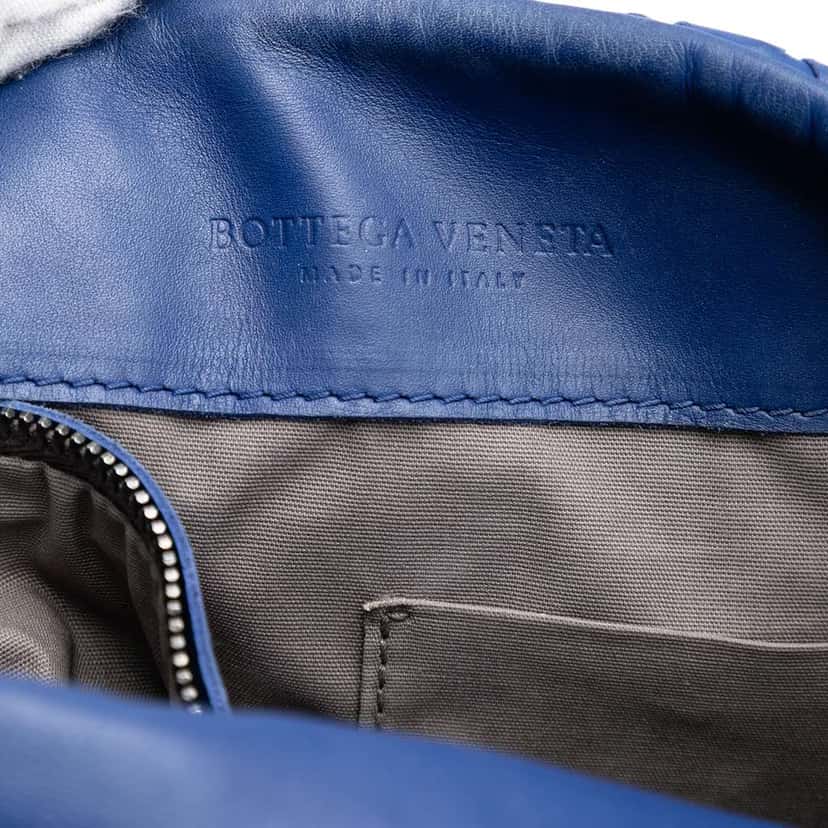 Bottega Veneta Nappa Intrecciato Flap Shoulder Bag Blue Leather Very good condition - Box View