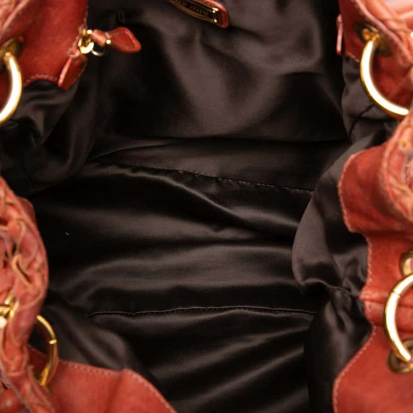 Miu Miu Woven Leather Handbag Red Leather Very good condition - Model View