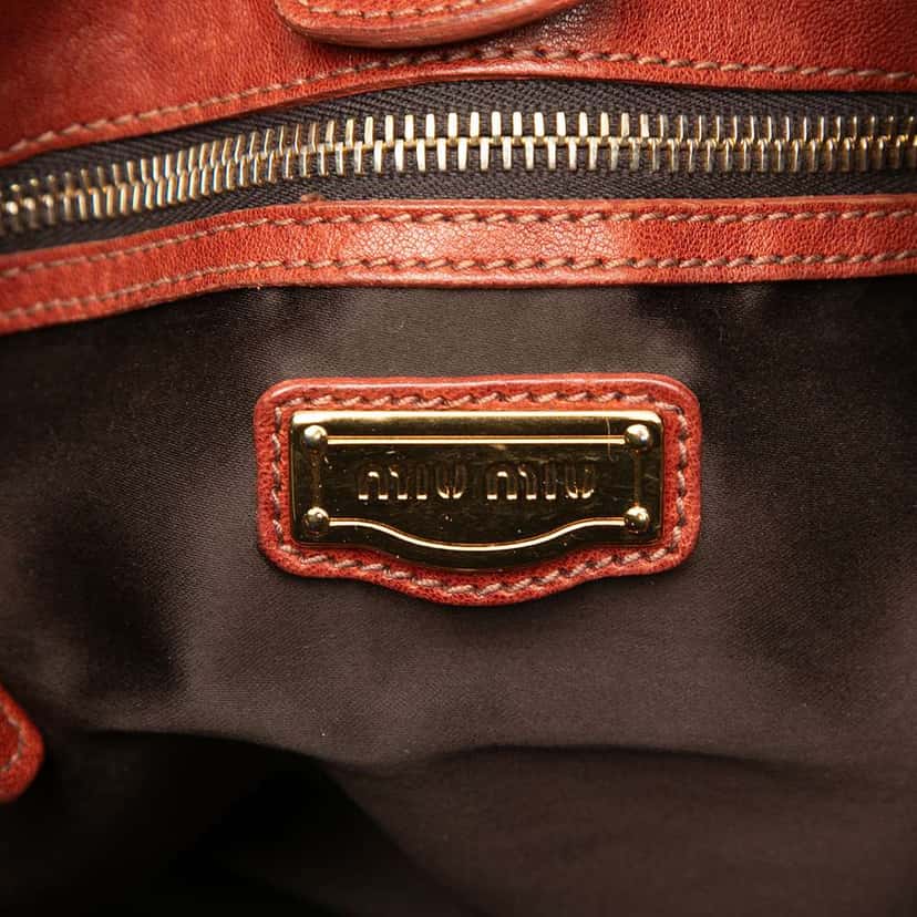 Miu Miu Woven Leather Handbag Red Leather Very good condition - Box View