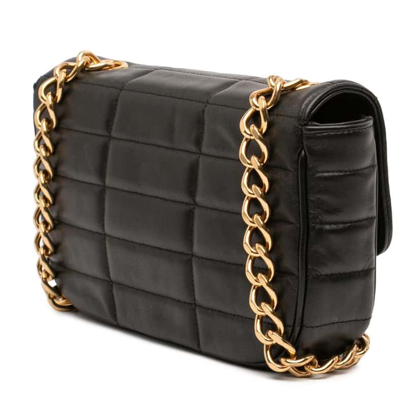 Celine Matelasse Goatskin Monochrome Chain Shoulder Bag Black Leather Very good condition - Back View