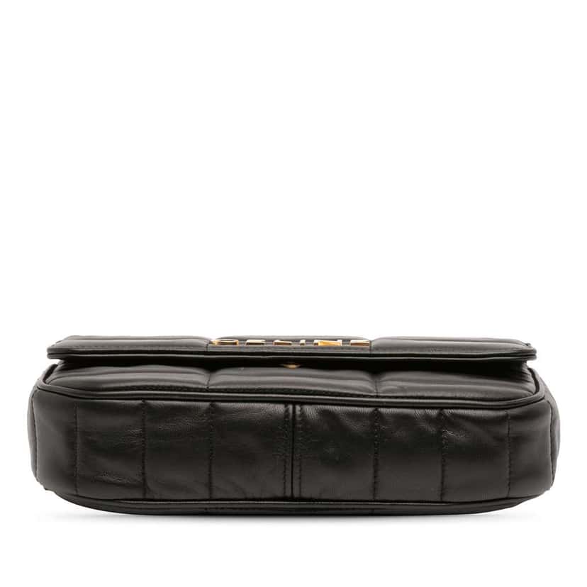 Celine Matelasse Goatskin Monochrome Chain Shoulder Bag Black Leather Very good condition - Inside View