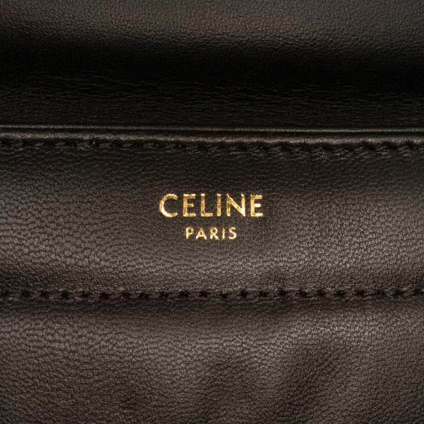 Celine Matelasse Goatskin Monochrome Chain Shoulder Bag Black Leather Very good condition - Box View