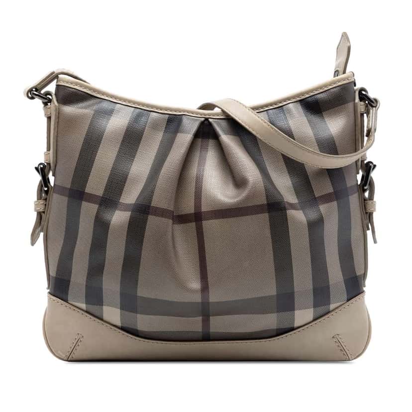 Burberry Smoke Check Coated Canvas Hartham Crossbody Beige Canvas Very good condition - Front View