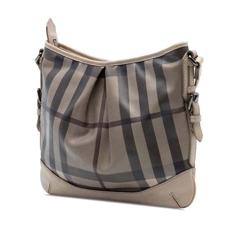Burberry Smoke Check Coated Canvas Hartham Crossbody Beige Canvas Very good condition - Back View