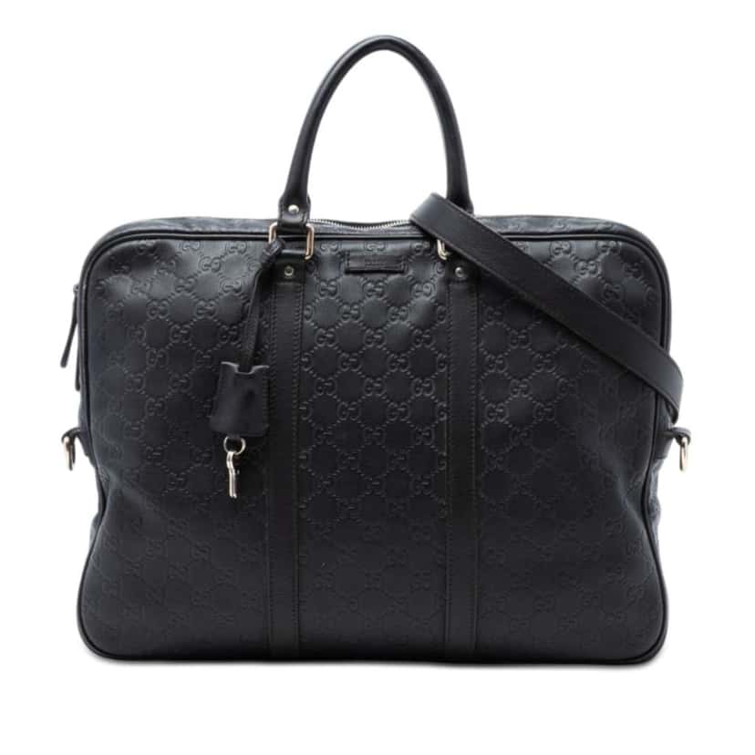 Gucci Guccissima Business Bag Black Leather Very good condition - Front View