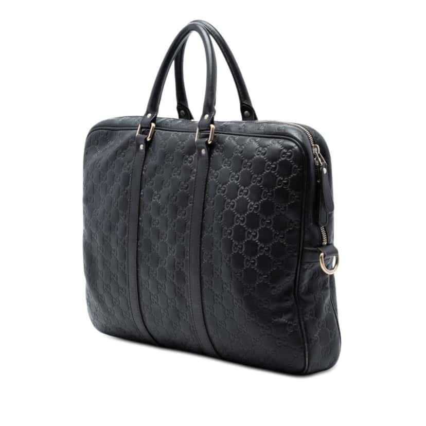 Gucci Guccissima Business Bag Black Leather Very good condition - Back View
