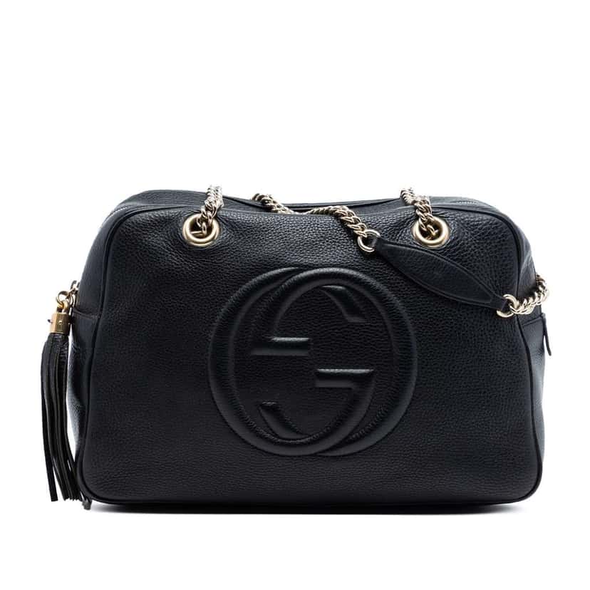 Gucci Leather Soho Chain Shoulder Bag Black Leather Very good condition - Front View
