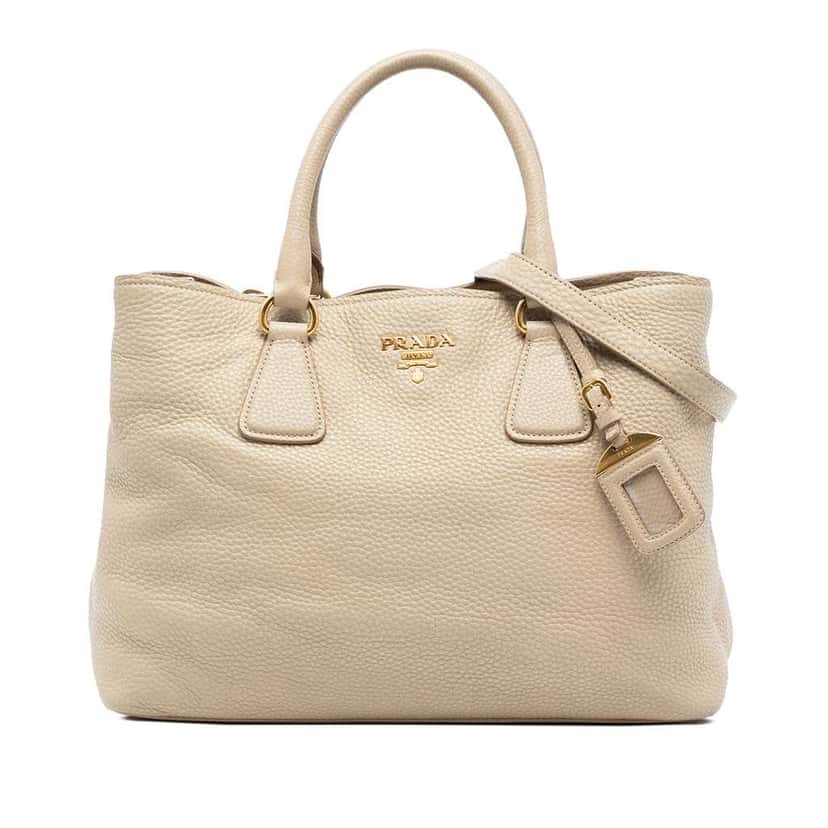 Prada Vitello Daino Open Convertible Tote Brown Leather Very good condition - Front View