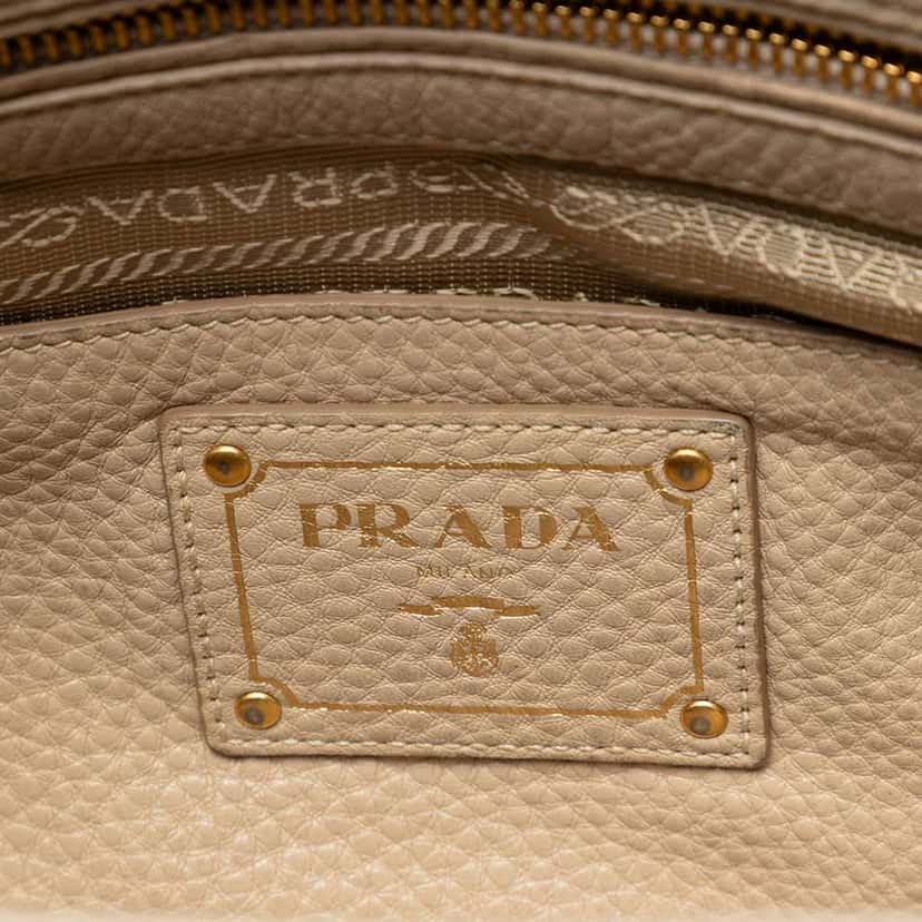 Prada Vitello Daino Open Convertible Tote Brown Leather Very good condition - Box View