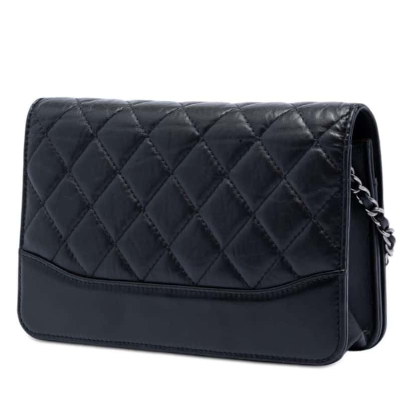 Chanel Quilted Aged Calfskin Gabrielle Wallet On Chain Black Leather Very good condition - Inside View
