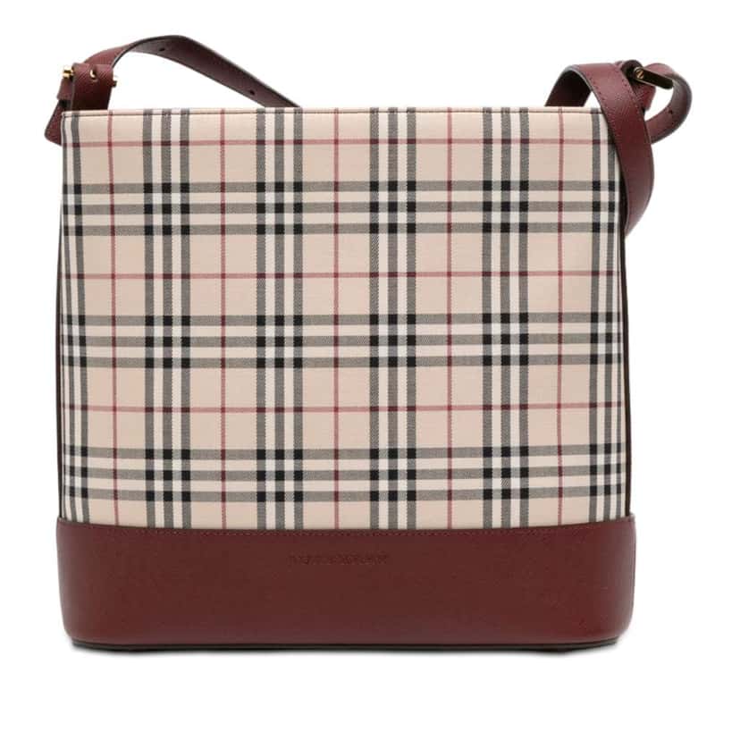 Burberry House Check Canvas Shoulder Bag Beige Very good condition - Front View