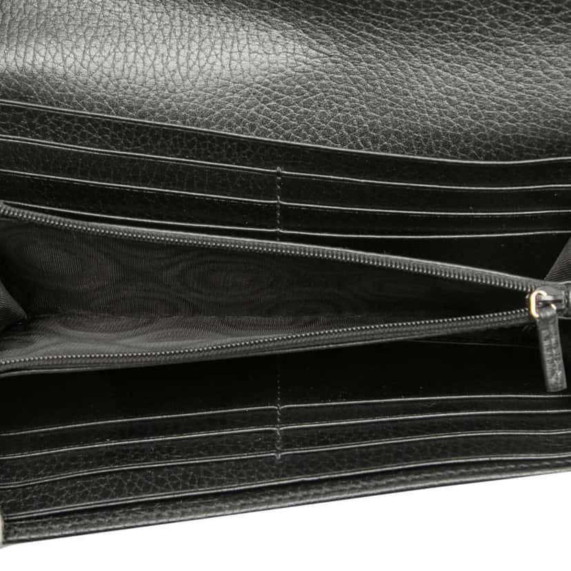 Gucci Dollar Calfskin Interlocking G Continental Wallet Black Leather Very good condition - Model View