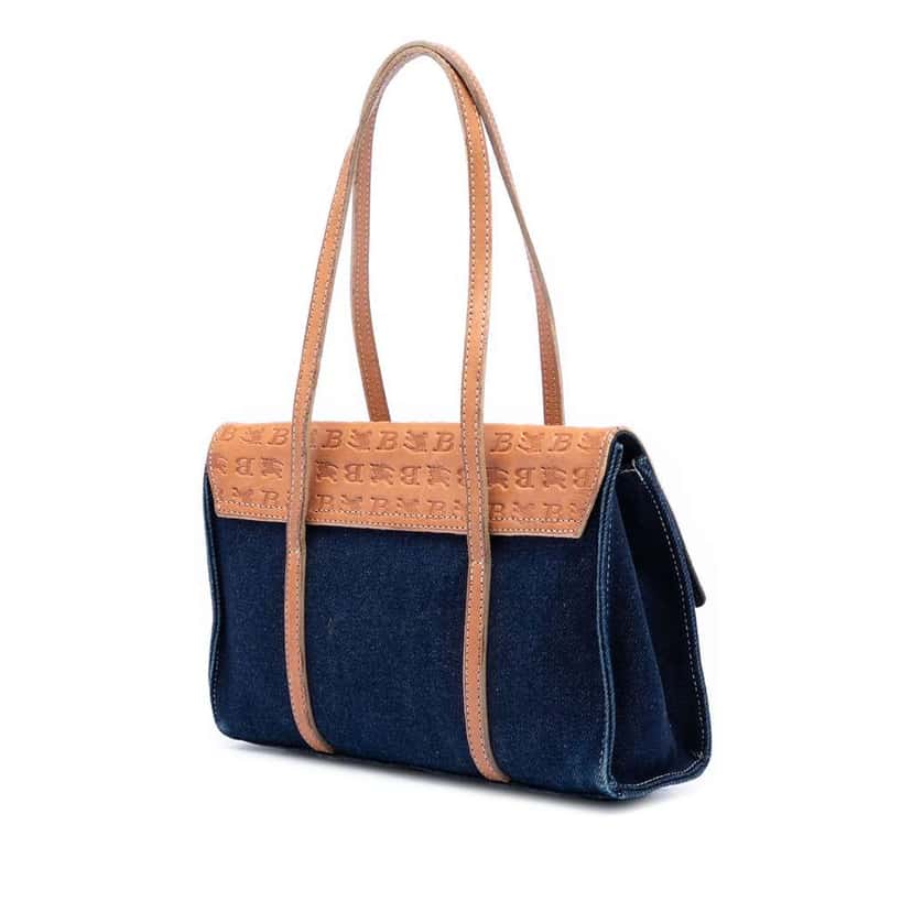 Burberry Denim and Embossed Leather Handbag Blue Denim Very good condition - Back View