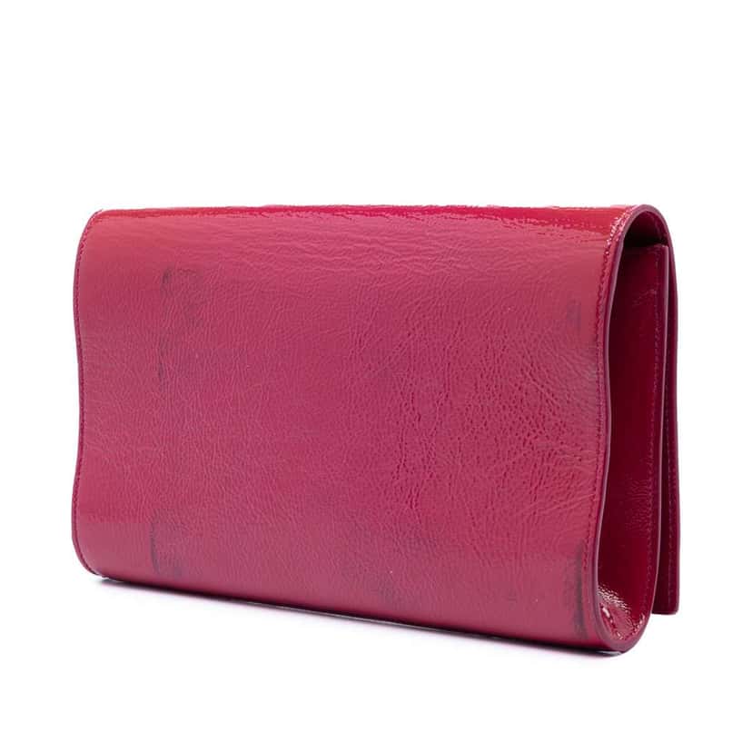 Saint Laurent Large Textured Patent Belle De Jour Clutch Pink Leather Very good condition - Back View