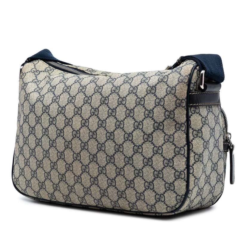 Gucci GG Supreme Double Pocket Crossbody Beige Canvas Very good condition - Back View