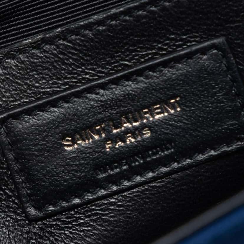 Saint Laurent Small Star Embroidered Canvas Monogram Kate Crossbody Blue Canvas Very good condition - Box View