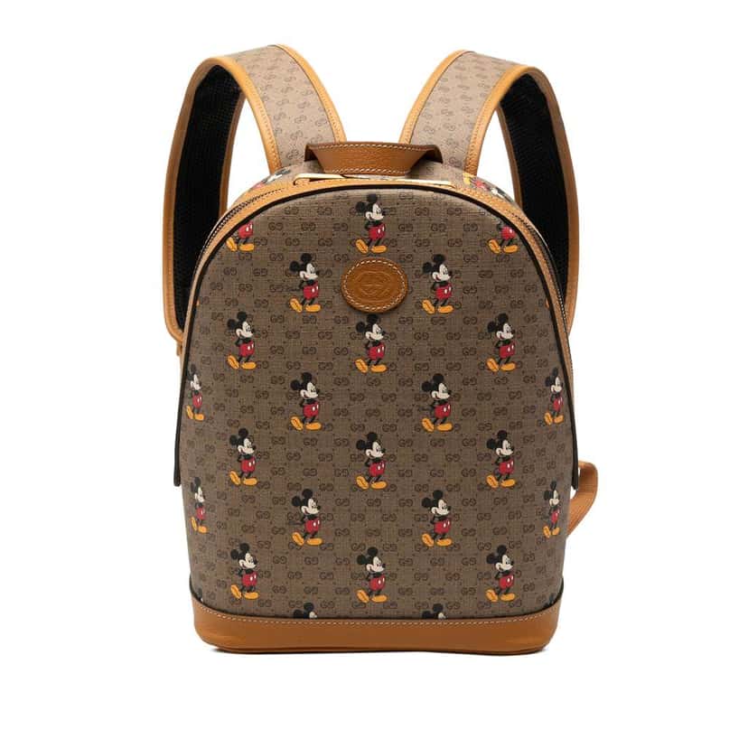 Gucci Disney Small Micro GG Supreme Mickey Mouse Dome Backpack Brown Canvas Very good condition - Front View