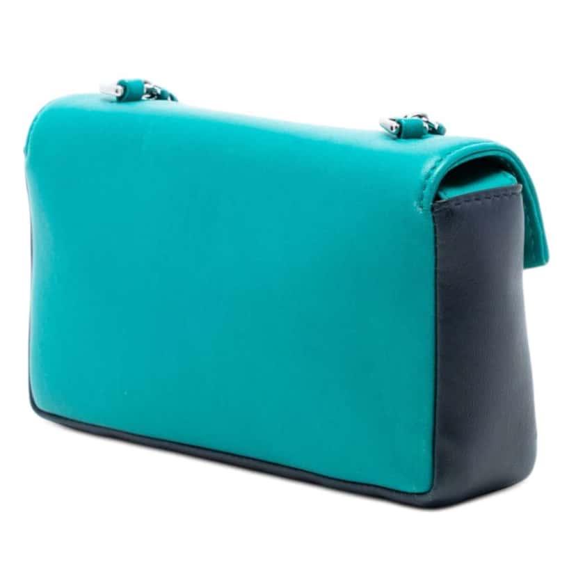 Fendi Mini Bicolor Nappa Be Baguette Crossbody Blue Leather Very good condition - Back View