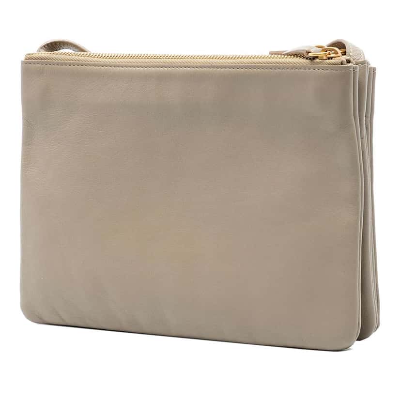 Celine Large Lambskin Trio Crossbody Brown Leather Very good condition - Back View