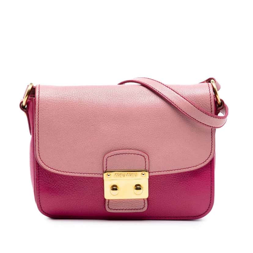 Miu Miu Bicolor Goatskin Madras Crossbody Pink Leather Very good condition - Front View