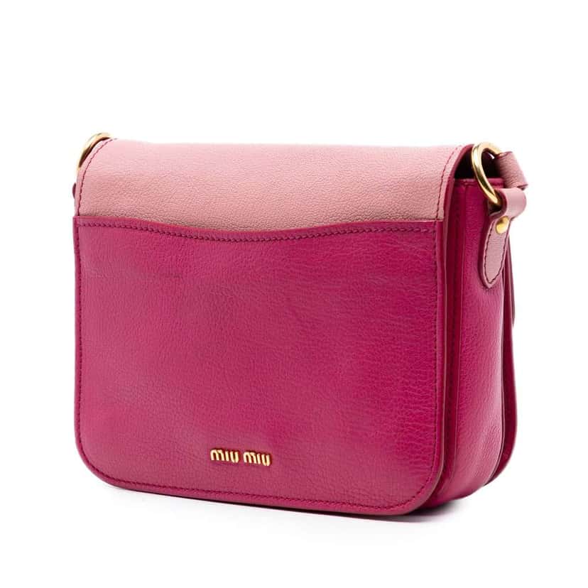 Miu Miu Bicolor Goatskin Madras Crossbody Pink Leather Very good condition - Back View