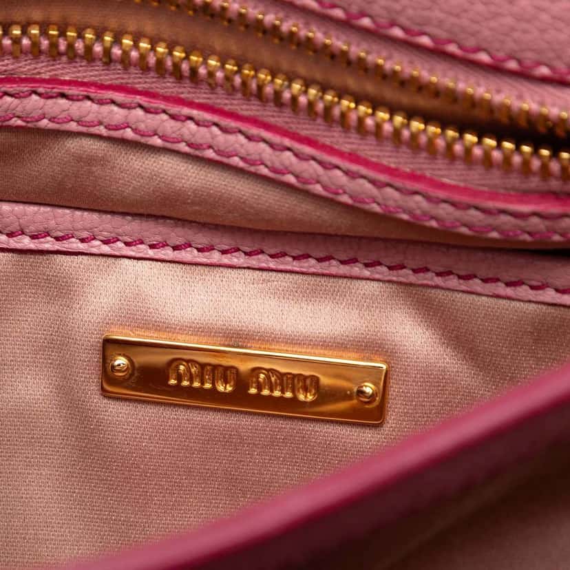 Miu Miu Bicolor Goatskin Madras Crossbody Pink Leather Very good condition - Box View