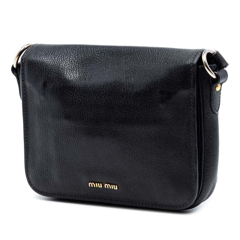 Miu Miu Goatskin Madras Crossbody Black Leather Very good condition - Back View