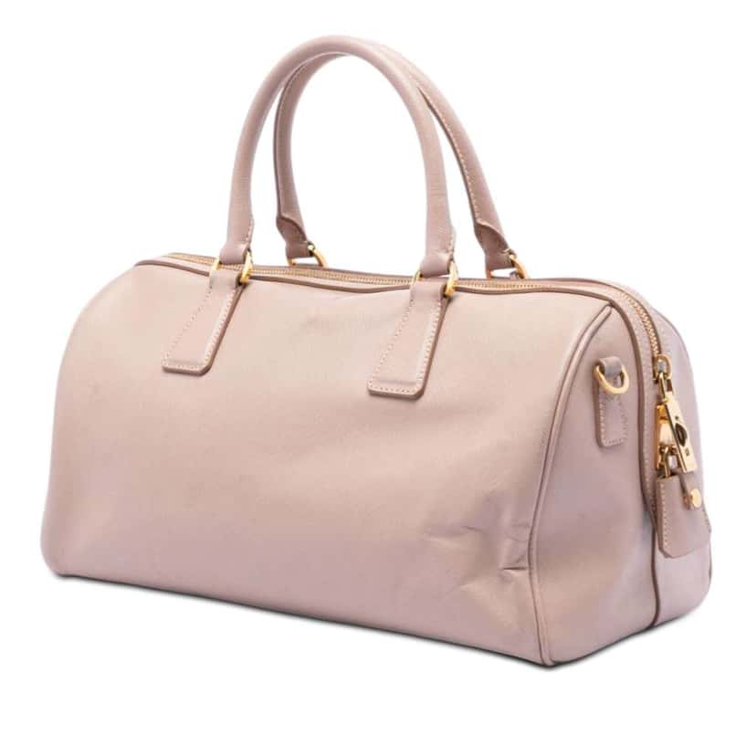 Prada Saffiano Lux Convertible Bowler Bag Pink Leather Very good condition - Back View