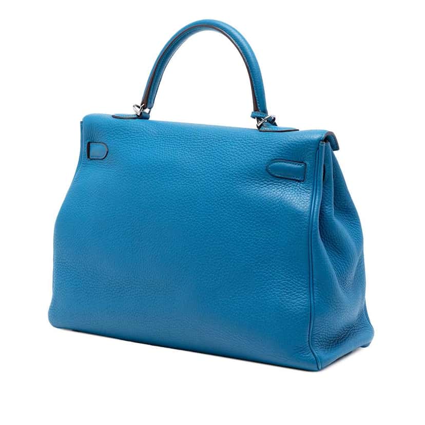 Hermès Togo Kelly II Retourne 35 Blue Leather Very good condition - Back View