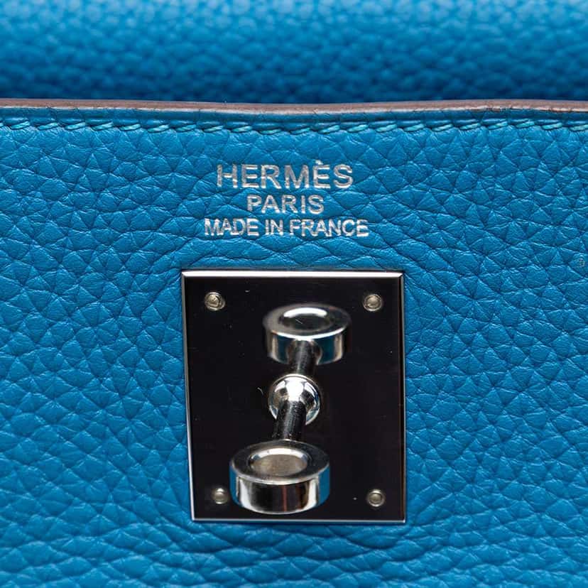 Hermès Togo Kelly II Retourne 35 Blue Leather Very good condition - Box View