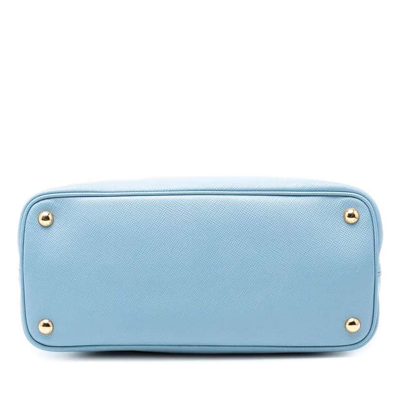 Prada Small Bicolor Saffiano Cuir Double Satchel Blue Leather Very good condition - Inside View