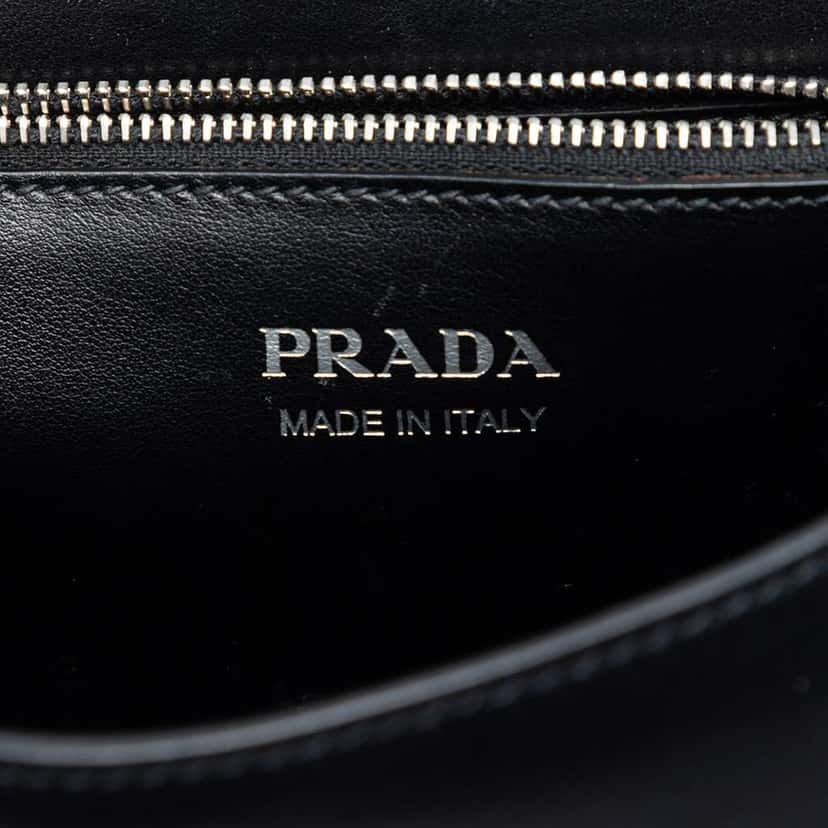 Prada City Calfskin and Saffiano Studded Elektra Crossbody Black Leather Very good condition - Box View