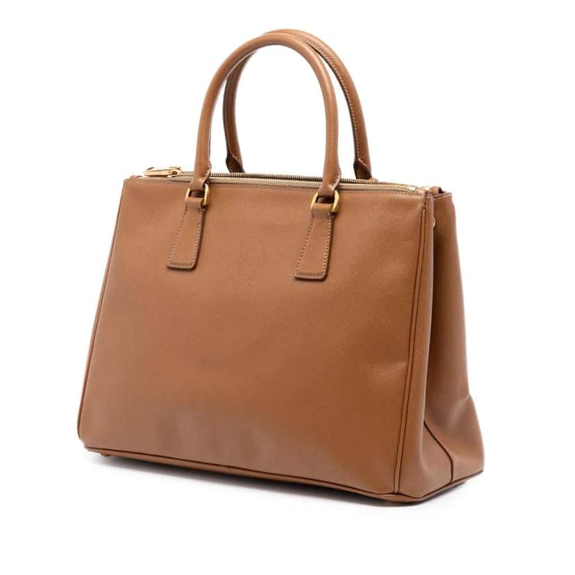 Prada Medium Saffiano Lux Galleria Double Zip Tote Brown Leather Very good condition - Back View