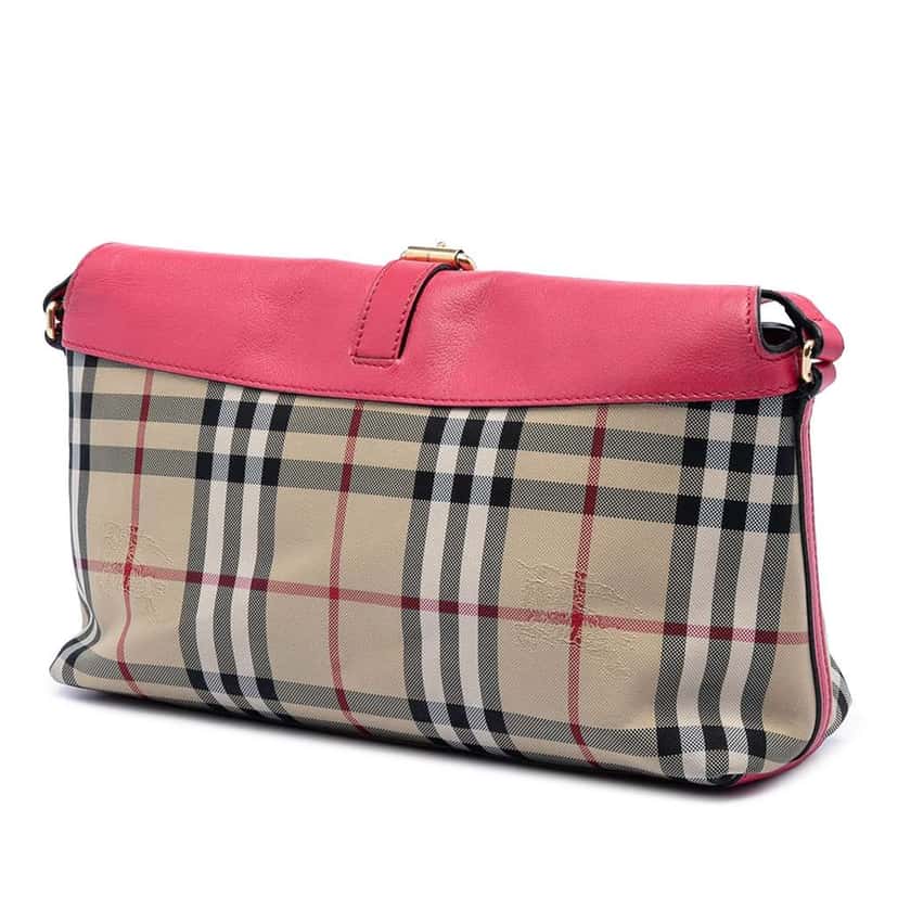 Burberry Haymarket Check Canvas Leah Crossbody Beige Canvas Very good condition - Back View