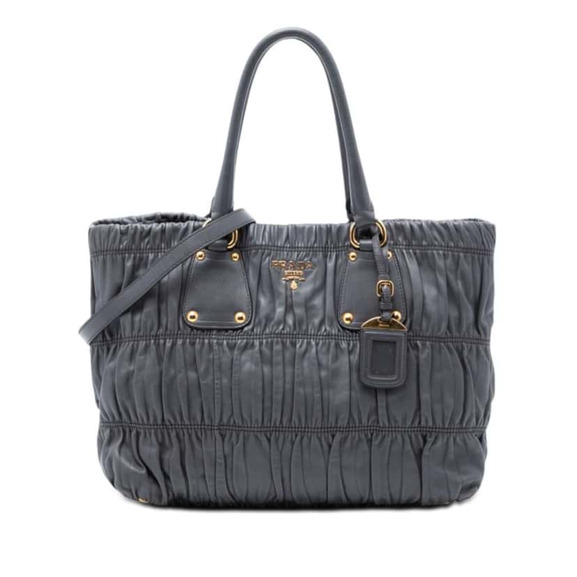 Prada Nappa Gaufre Satchel Grey Leather Very good condition - Front View