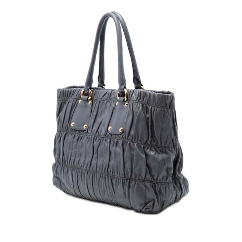 Prada Nappa Gaufre Satchel Grey Leather Very good condition - Back View