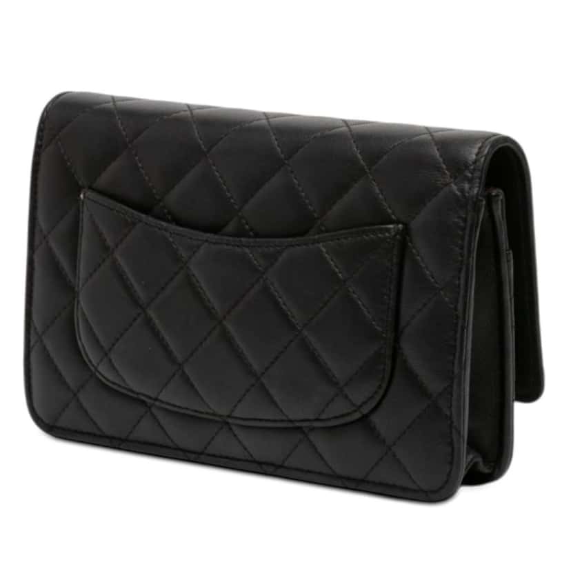 Chanel CC Quilted Lambskin Wallet On Chain Black Leather Very good condition - Back View