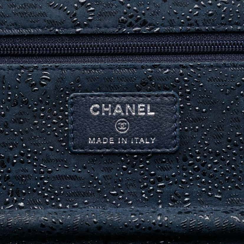 Chanel CC Lace Overlay Goatskin Wallet On Chain Blue Leather Very good condition - Box View