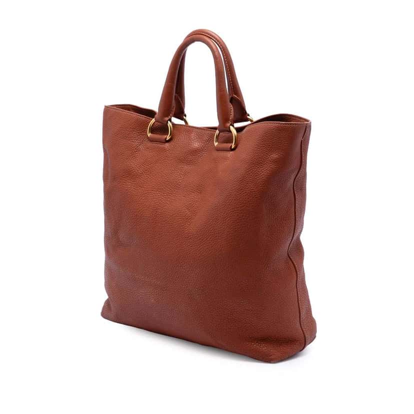 Prada Vitello Daino Open Convertible Tote Brown Leather Very good condition - Back View