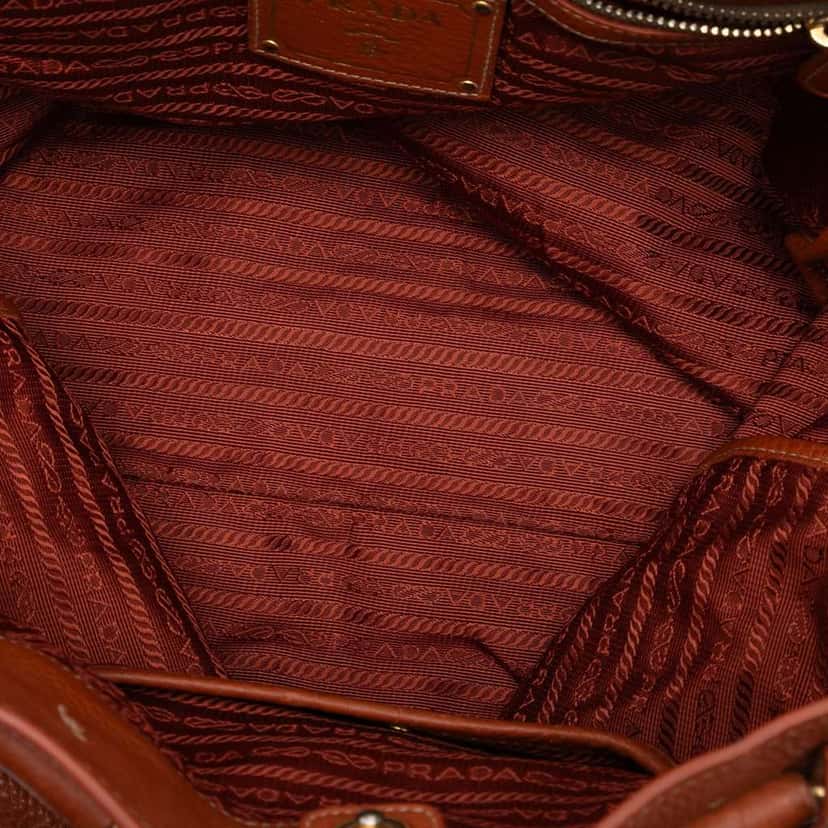 Prada Vitello Daino Open Convertible Tote Brown Leather Very good condition - Model View