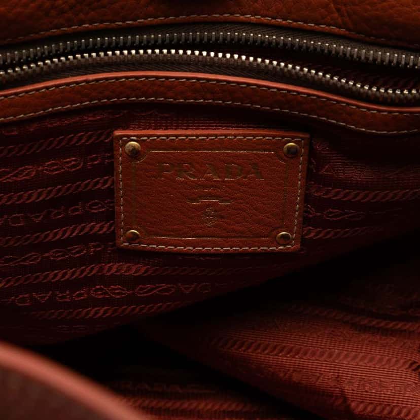 Prada Vitello Daino Open Convertible Tote Brown Leather Very good condition - Box View