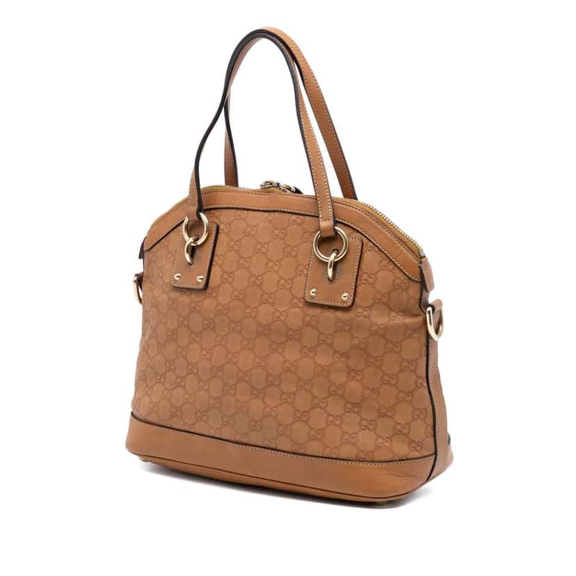 Gucci Medium Guccissima Charm Dome Satchel Brown Leather Very good condition - Back View