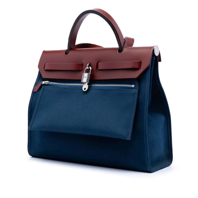 Hermès Toile Herbag Zip 31 Blue Canvas Very good condition - Back View