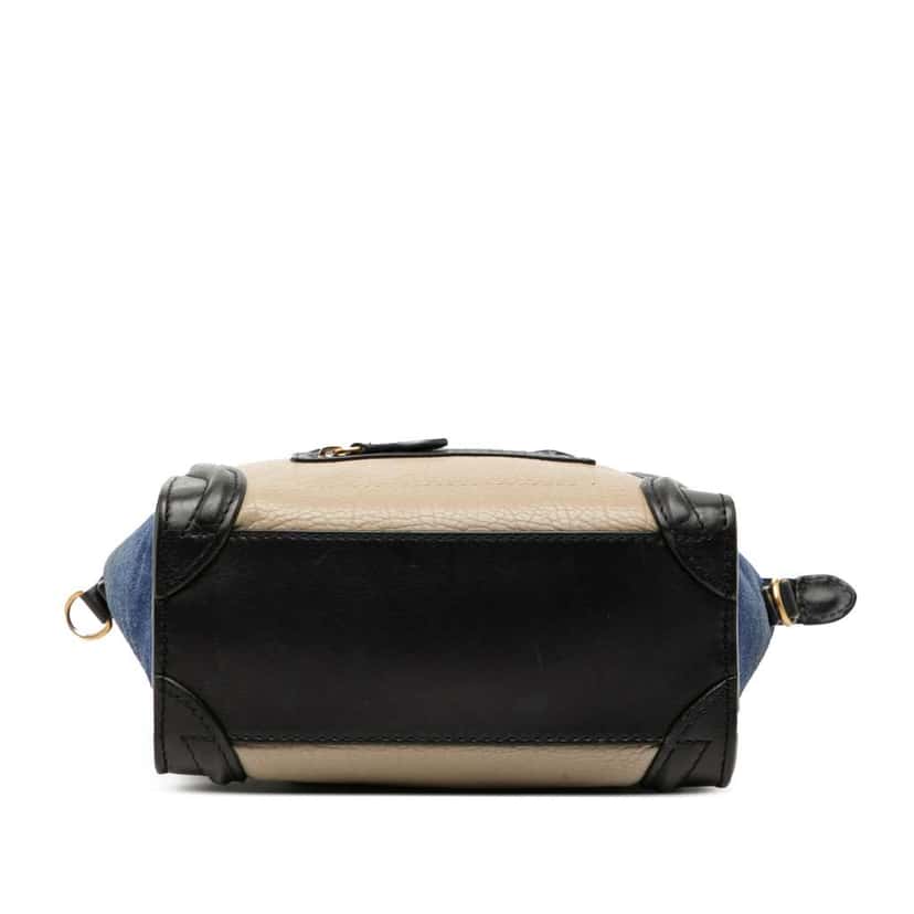 Celine Nano Tricolor Calfskin and Suede Luggage Tote Beige Leather Very good condition - Inside View