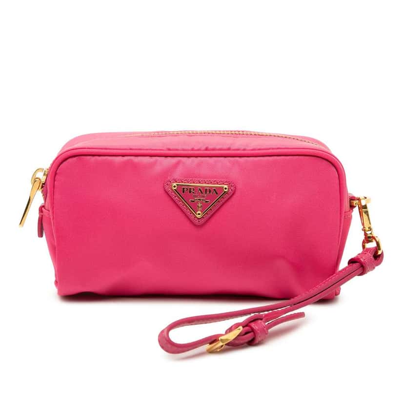 Prada Tessuto Wristlet Pouch Pink Very good condition - Front View