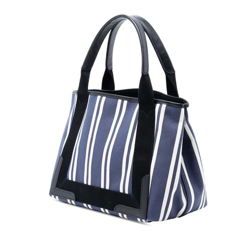 Balenciaga Canvas Striped Navy Cabas S Blue Canvas Very good condition - Back View